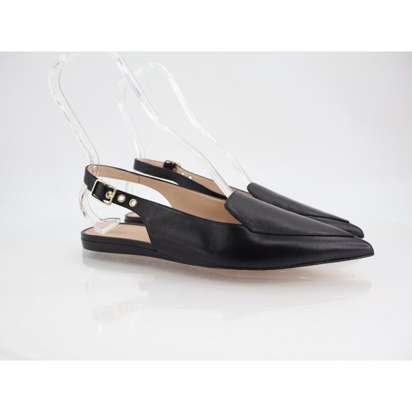 Stuart Weitzman Ryder Flat Women Size 9 Black Leather Slingback Loafers Pointed - Picture 2 of 14